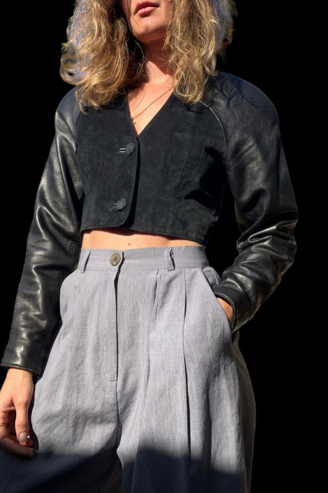 North Beach Leather & Suede Cropped Two Toned Jacket #3