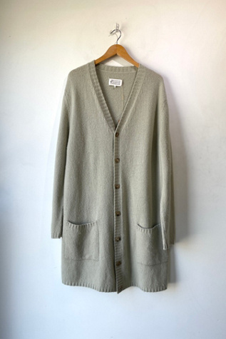 Maison Margiela リネンCARDIGAN Maison Margiela Light Green-Grey Knit Wool Cardigan Selected by