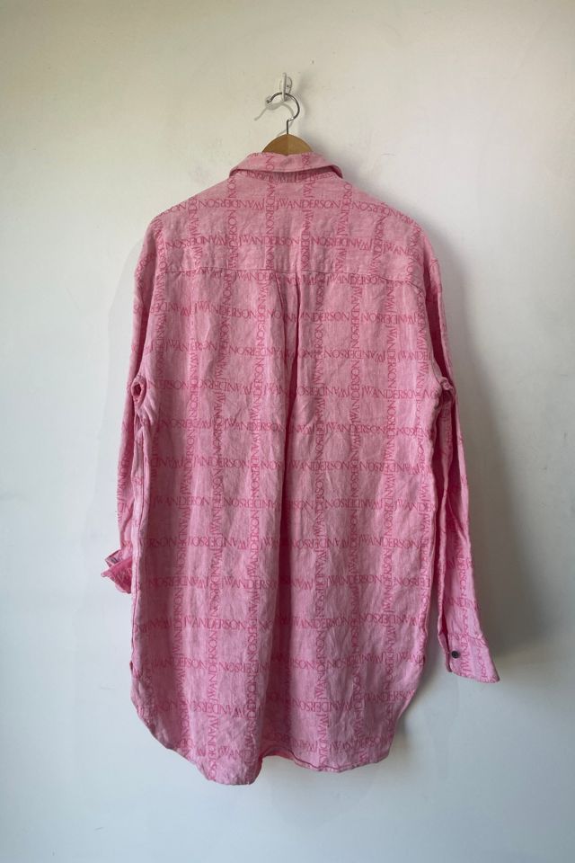 JW Anderson Pink Logo Linen Shirt Dress Selected by The Curatorial Dept. #1