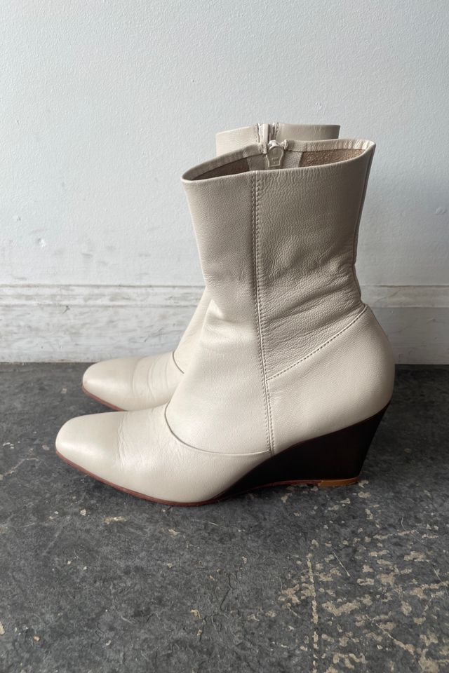 Rachel Comey White Leather Wedge Booties Size 7 Selected by The Curatorial Dept. #1