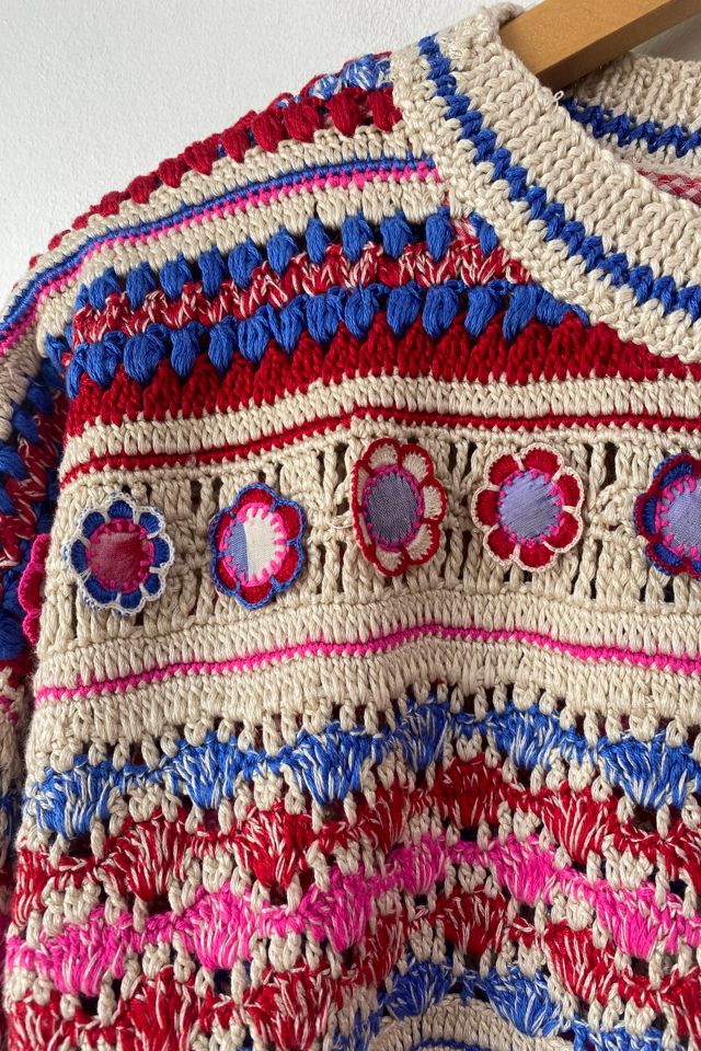 Pero Hand Knit Crochet Floral Faire Isle Sweater Selected by The Curatorial Dept. #1