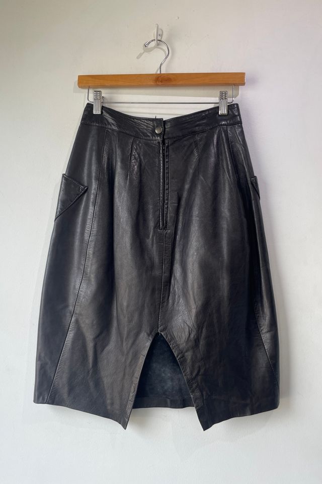 Vintage Black Leather Diagonal Pocket Skirt Selected by The Curatorial Dept. #2