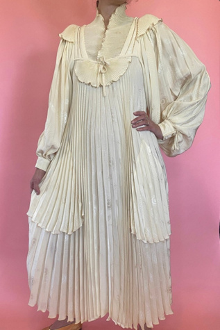 Vintage 1970s Fong Leng Silk Pleated Wedding Dress Selected by The Curatorial Dept.