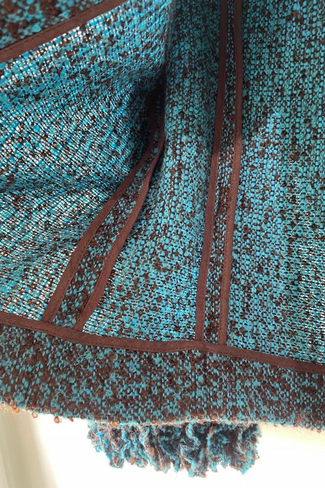 Marni Brown Aqua Tweed Mini Ruffle Blazer Selected by The Curatorial Dept. #2