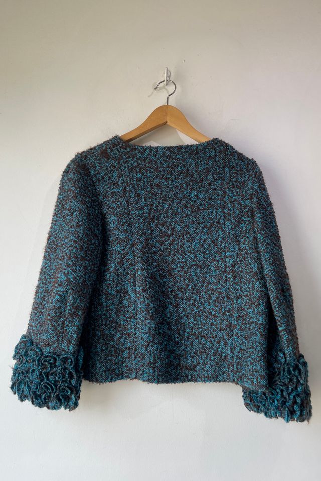 Marni Brown Aqua Tweed Mini Ruffle Blazer Selected by The Curatorial Dept. #3