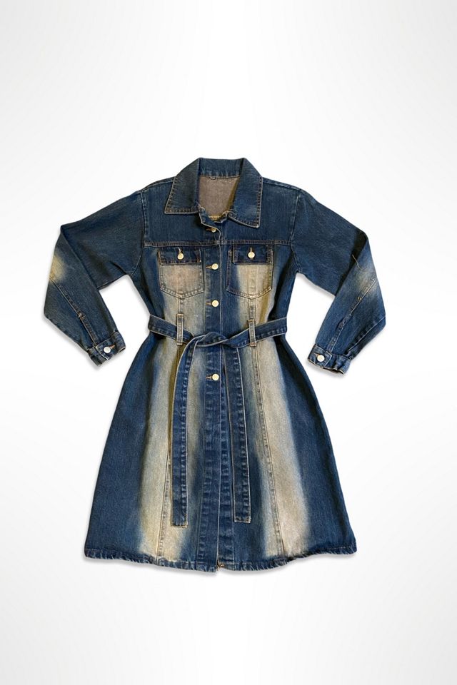 Y2K Washed Denim trench Coat Selected By Ritual Vintage #3