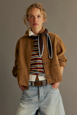 We The Free Hera Vegan Suede Jacket at Free People in Brown, Size: XL