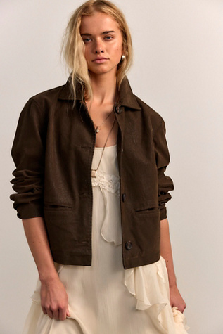 We The Free Hera Vegan Suede Jacket at Free People in Chocolate Torte, Size: XS