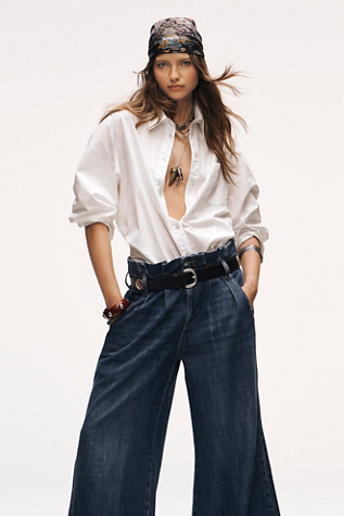 We The Free Hallie French Cuff Shirt at Free People in White, Size: S