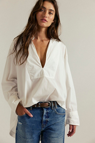 We The Free August Pullover Shirt at Free People in White, Size: L