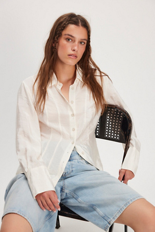 Something Silky Shirt by Free People in White, Size: XS