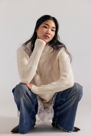 L.L.Bean Cashmere Cable Mockneck Sweater