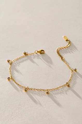 Brenda Grands Dripping Crystal Anklet at Free People in Gold