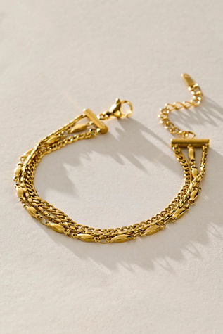 Brenda Grands Waterproof Triple Anklet at Free People in Gold
