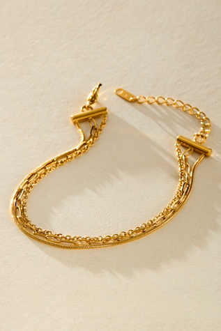 Brenda Grands Waterproof Triple Anklet at Free People in Gold