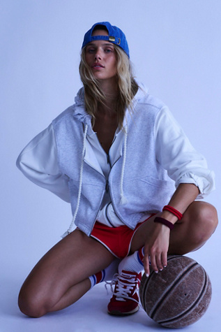 Two Step Zip Up Top by FP Movement at Free People, White Heather Grey/White, XS