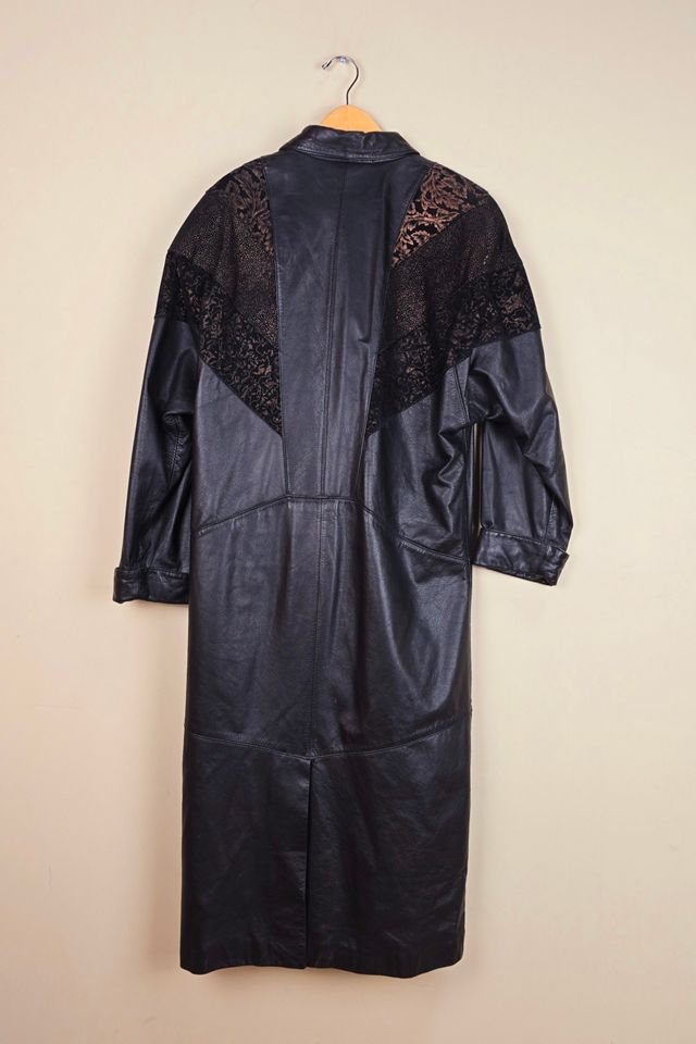 80s Vintage Black Leather Trench Coat Selected By The Igala NYC #3