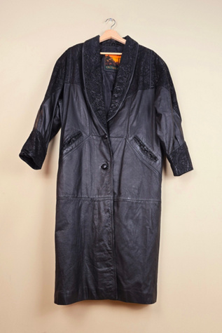 90s Vintage Black Leather Trench Coat Selected By The Igala NYC