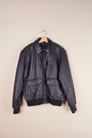Vintage Classic Black Leather Bomber Jacket Selected By The Igala NYC