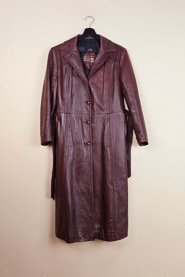 90s Vintage Brown Leather Trench Coat Selected By The Igala NYC #2