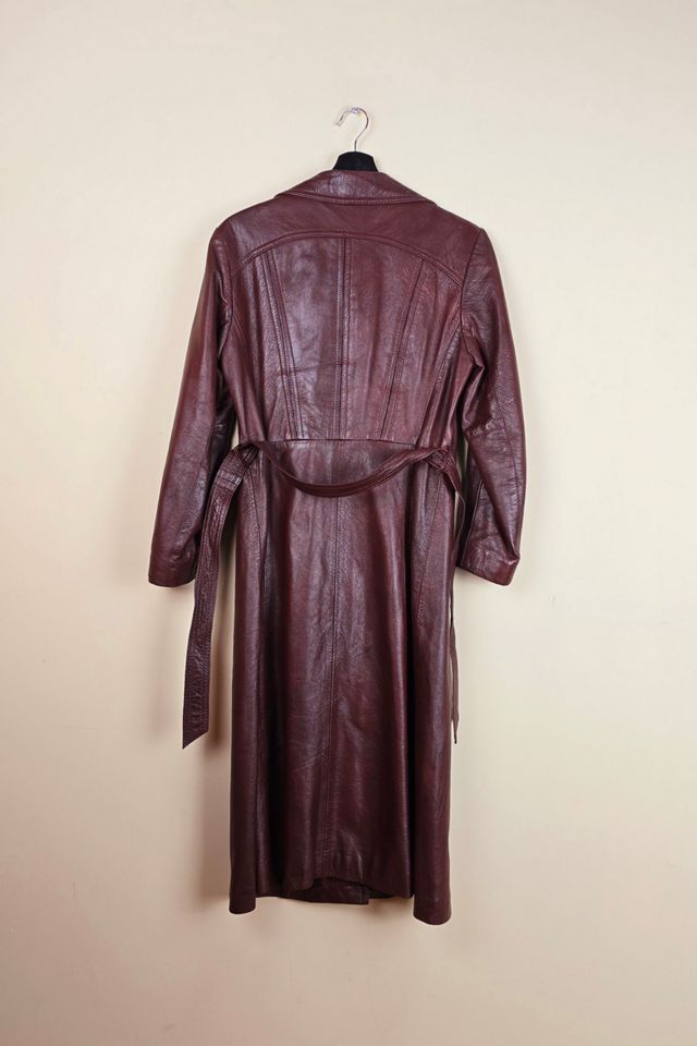 90s Vintage Brown Leather Trench Coat Selected By The Igala NYC #3