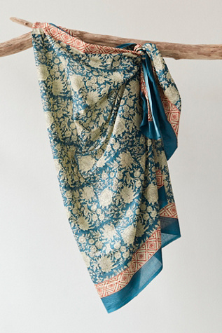 Sunskara Roses By The Beach Wrap by Free People in Blue