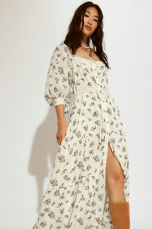 long sleeved maxi dress Floral Print Sleeve Basic style Sheer Elmont Long Sleeve Maxi Dress