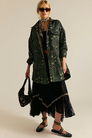 We The Free Tapestry Fog Jacquard Shirt Dress at Free People in Blue, Size: L