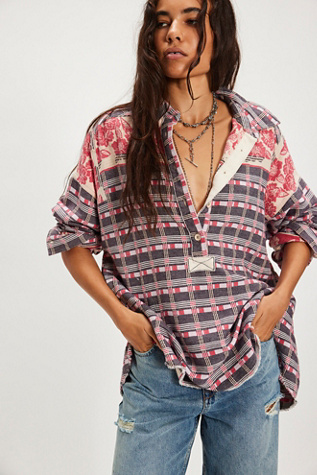 We The Free Arizona Sky Floral Jacquard Pullover at Free People in Red, Size: M