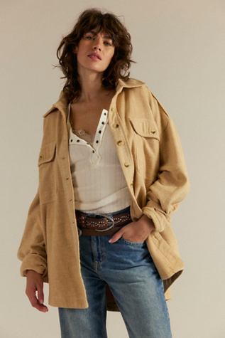 We The Free Peached Twill Shirt Jacket at Free People in Tan, Size: S
