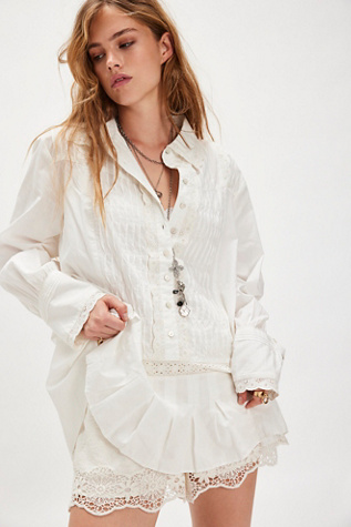 Harriet Pintuck Tunic by Free People in White, Size: M