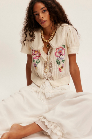 Vintage Whimsy Blouse at Free People in Vanilla Ice, Size: Small