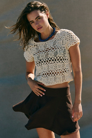 Kaila Mini Skirt by free-est at Free People in Chocolate, Size: Large