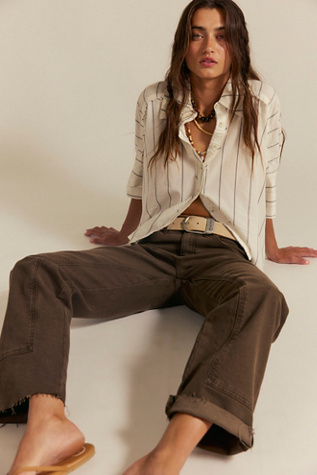 We The Free Seaside Cotton Stripe Shirt at Free People in Ivory Combo, Size: XS