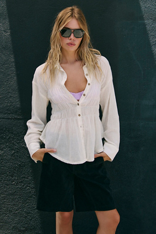 Kota Smocked Shirt by free-est at Free People in White, Size: XS