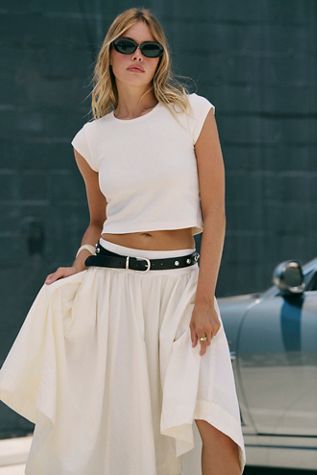 Vintage White Taffeta Tiered Prairie Maxi Skirt Selected by Picky