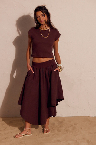 Annette Tee Skirt Set by free-est at Free People in Bitter Chocolate, Size: Small