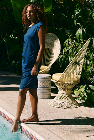 Good Feels Draped Midi Dress by free-est at Free People in Darkest Night, Size: XL