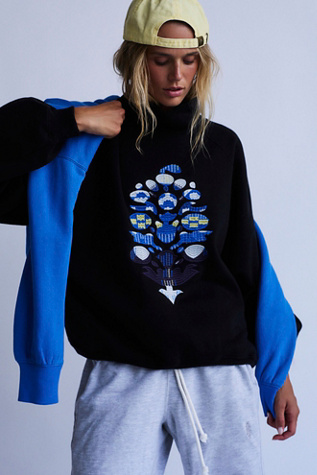 On Your Mark Logo Mock Neck Pullover by FP Movement at Free People, Black Combo, XL