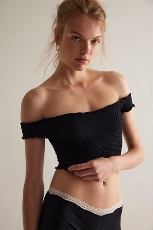 Textured Seamless Crop Top at Free People in Black, Size: XS/S