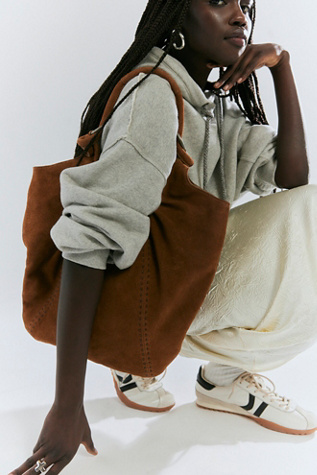 Skadi Suede Scrunch Tote Bag by Free People in Brown