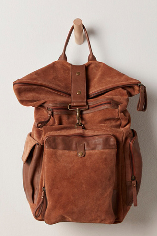 Sac à dos en daim Brigade par Free People en Cognac, pour femme