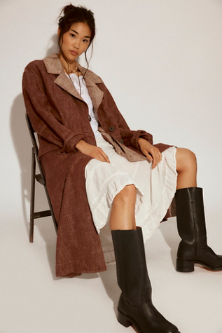 Micah Washed Duster Jacket at Free People in Brown Combo, Size: XS