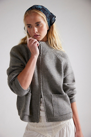 We The Free On It Zip-Up Cardigan at Free People in Grey, Size: M