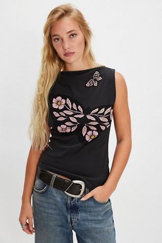 Midnight Petal Tank Top by Ragabond at Free People in Black, Size: XS