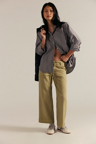 We The Free Bodey Boyfriend Trousers at Free People in Green, Size: US 2