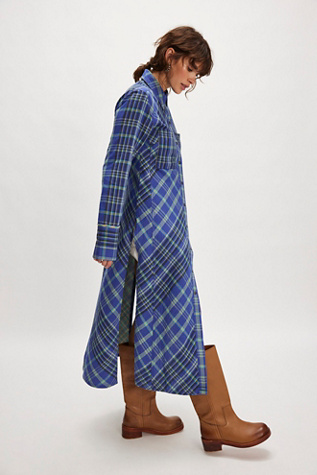 We The Free Ruth Long Shirt at Free People in Cobalt Combo, Size: US 2