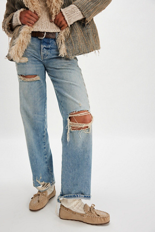 Misty Suede Moccasins by Free People in Tan, Size: US 8.5