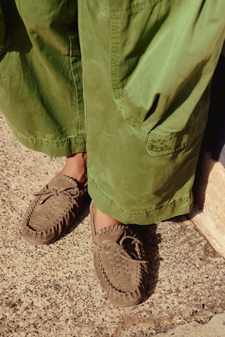 Misty Suede Moccasins by Free People in Green, Size: US 8.5