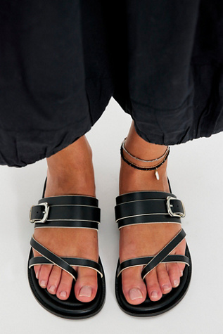 Belted Cross-Strap Sandals by Free People in Black, Size: US 7